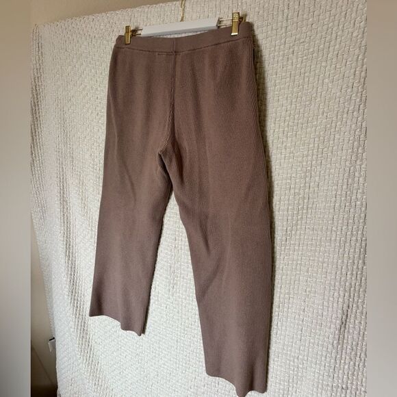 Figs Women's Tan Ribbed Knit Wide Leg Lounge Wear Pant✨ - Picture 5 of 6